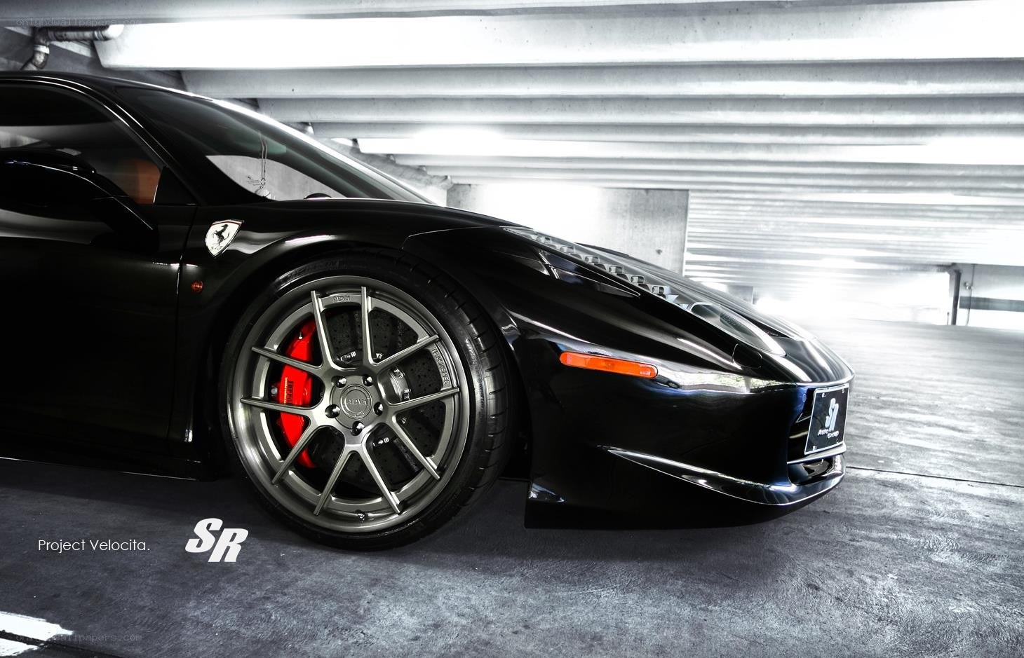 Black Ferrari in Garage