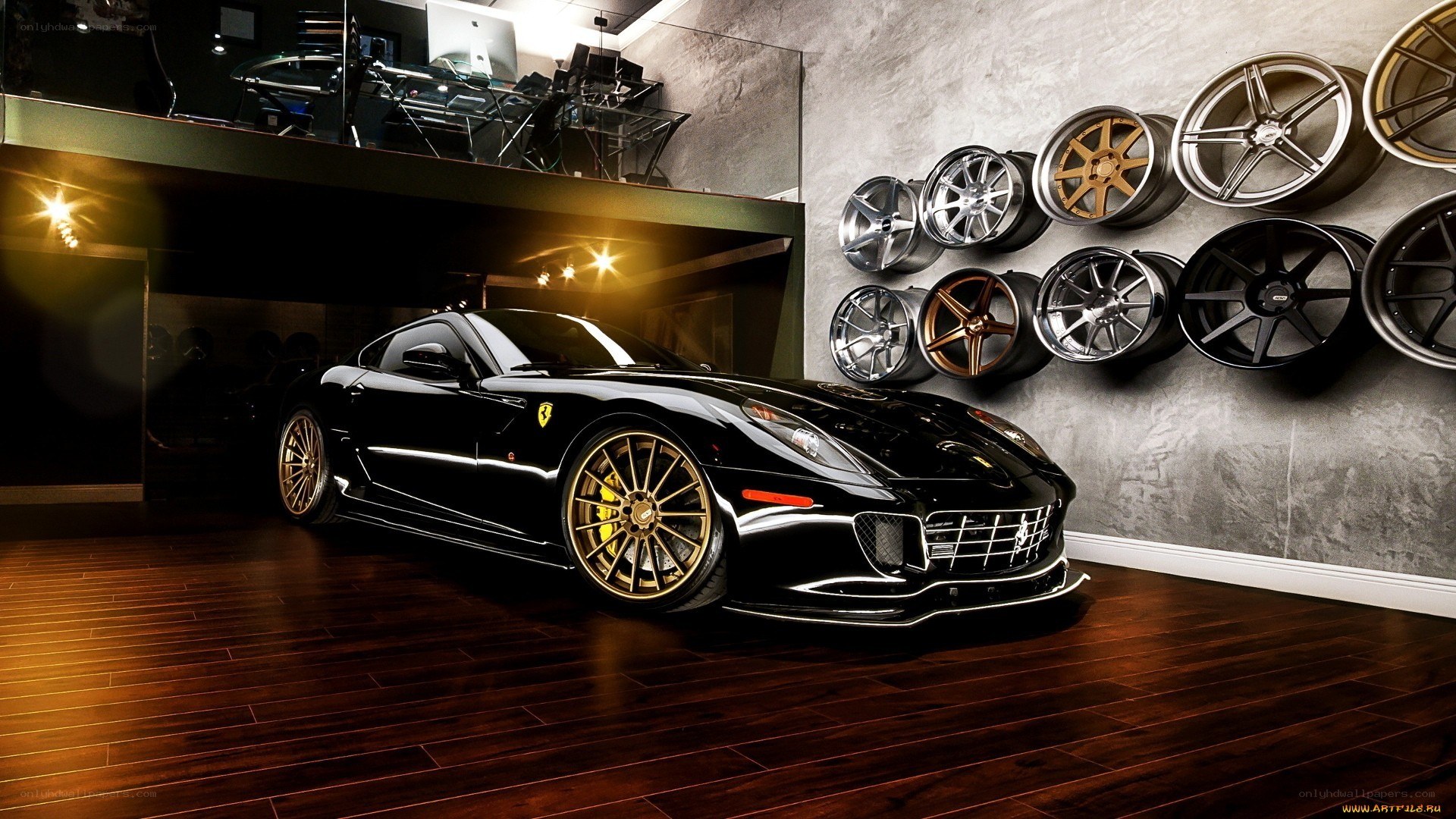 Black Ferrari in showroom