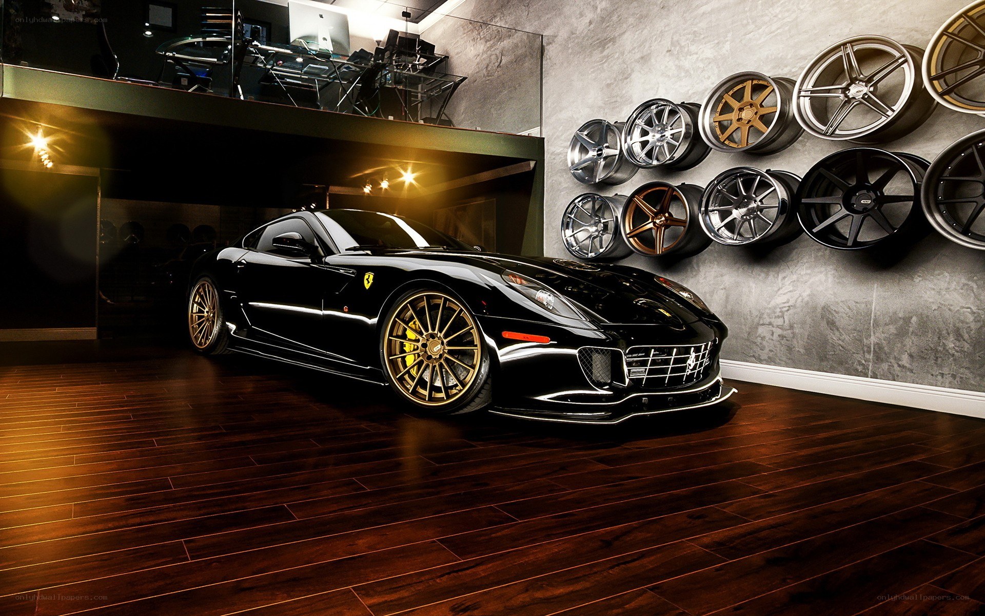 Black Ferrari in showroom