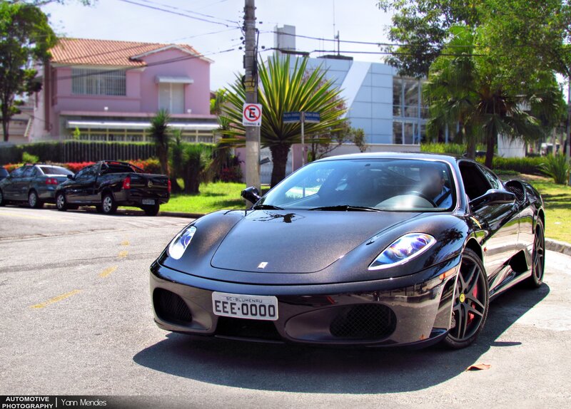 Black Ferrari on a city street