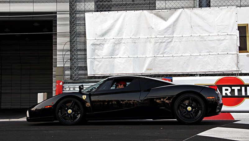 Black Ferrari on a racetrack