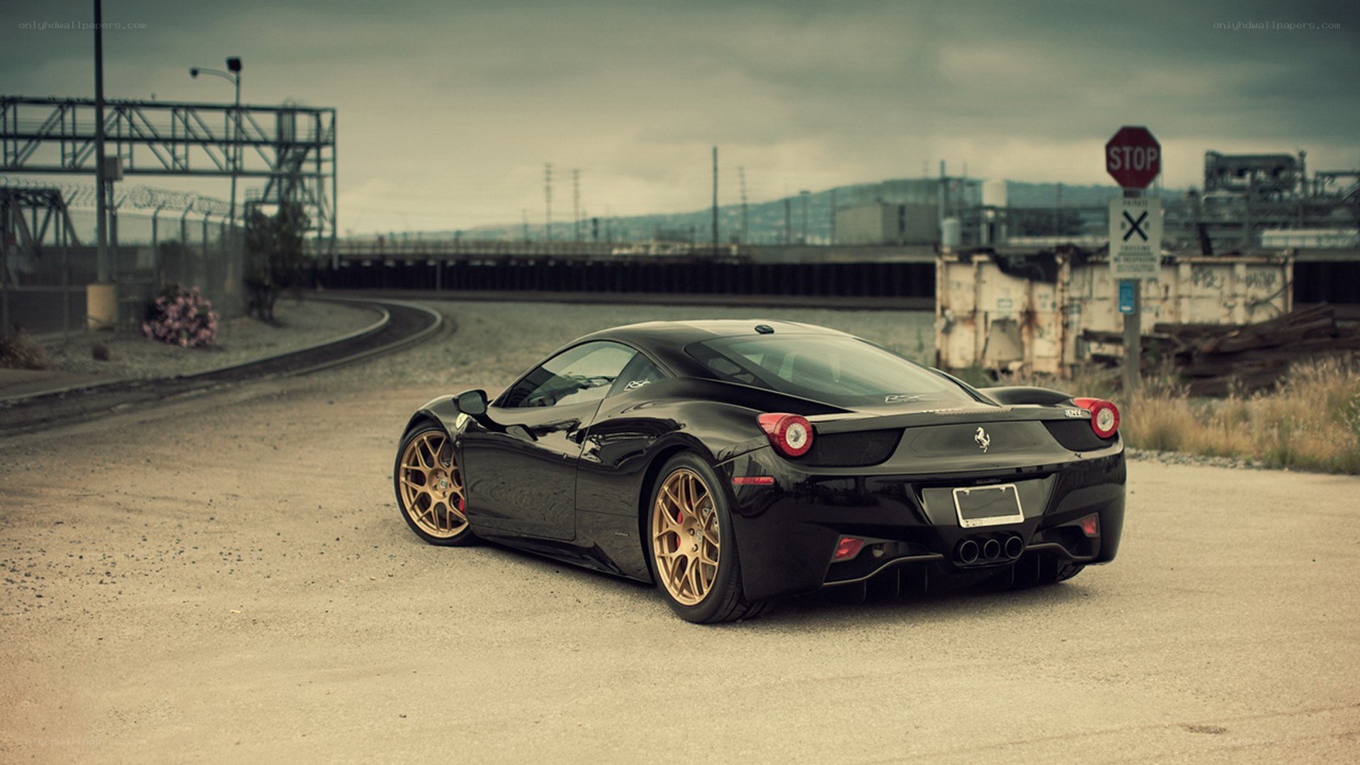 black ferrari on a road