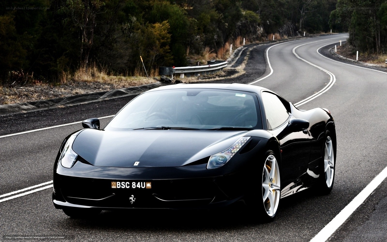 Black Ferrari on a winding road