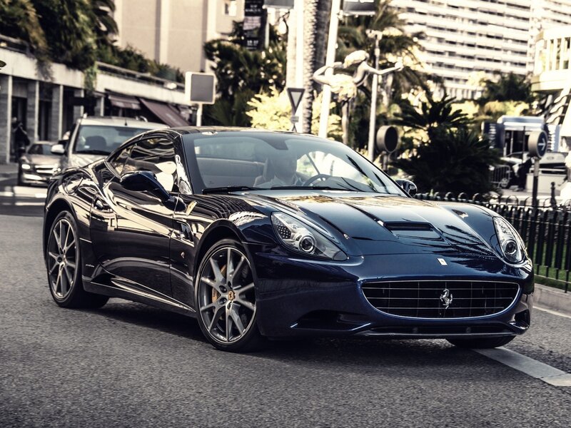Black Ferrari on city street