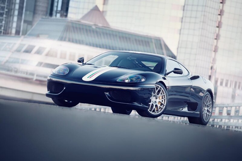 Black Ferrari on city street