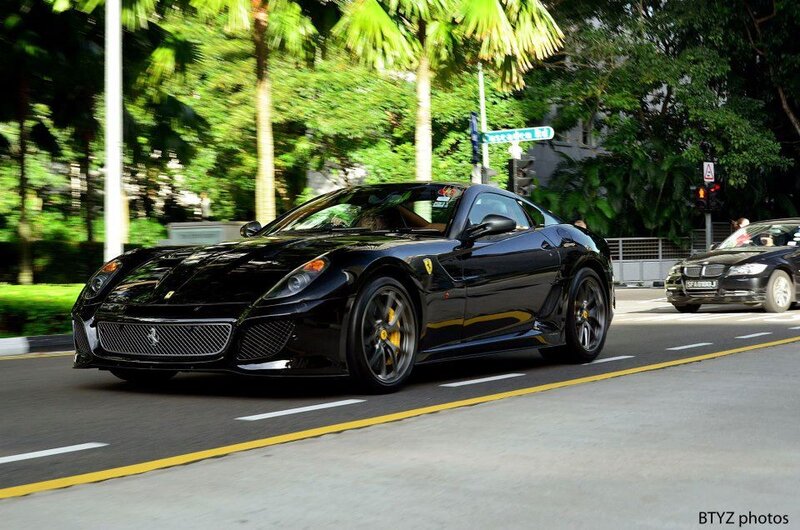 Black Ferrari on city street