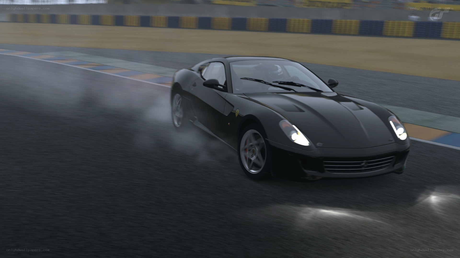 black ferrari on racetrack