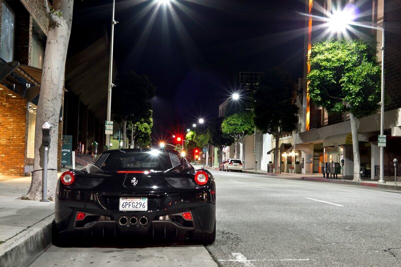 Black Ferrari Parked