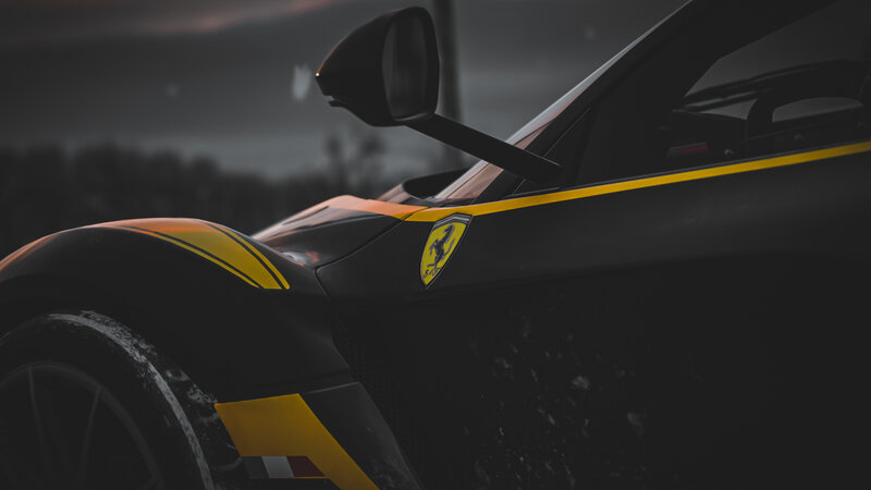 Black Ferrari Race Car — Dramatic
