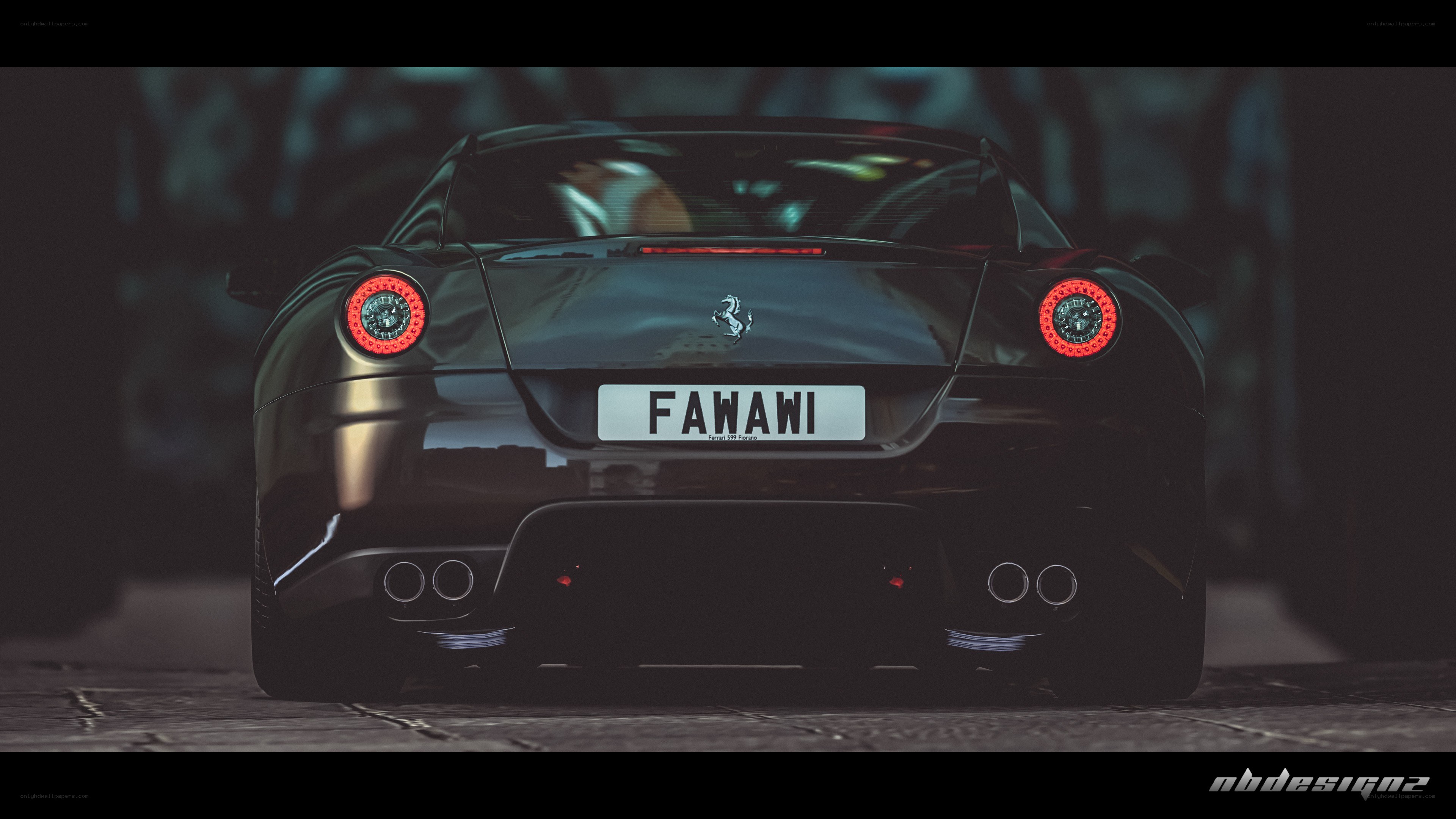 black ferrari rear view