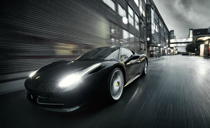 black ferrari sports car