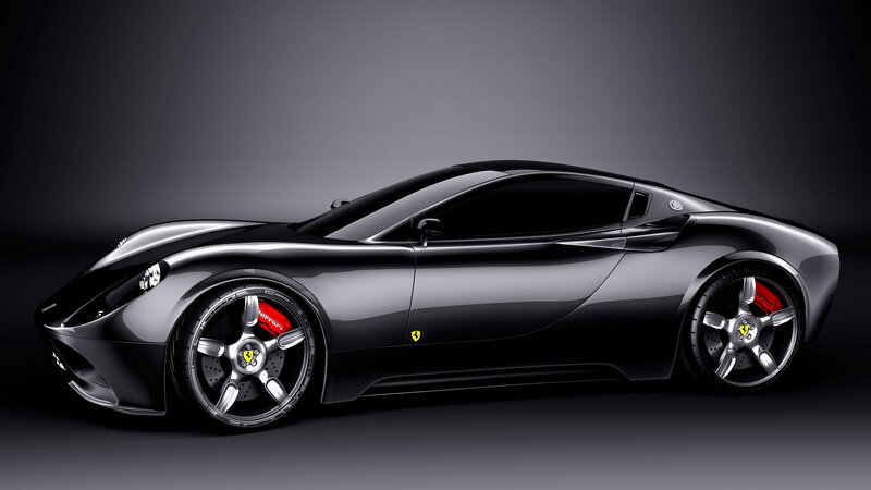 Black Ferrari Sports Car — Dramatic, 3d Render