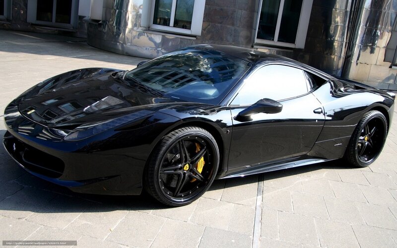 Black Ferrari Sports Car — Dramatic, Afternoon, Photograph, Building
