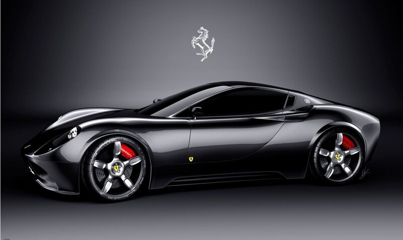 Black Ferrari Sports Car — Dramatic, Digital Art