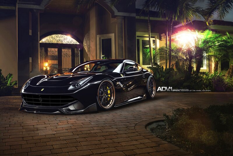 Black Ferrari Sports Car — Dramatic, Night, Photograph, House