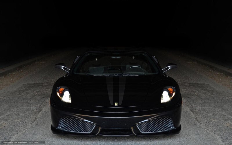 Black Ferrari Sports Car — Dramatic, Night, Photograph, Road