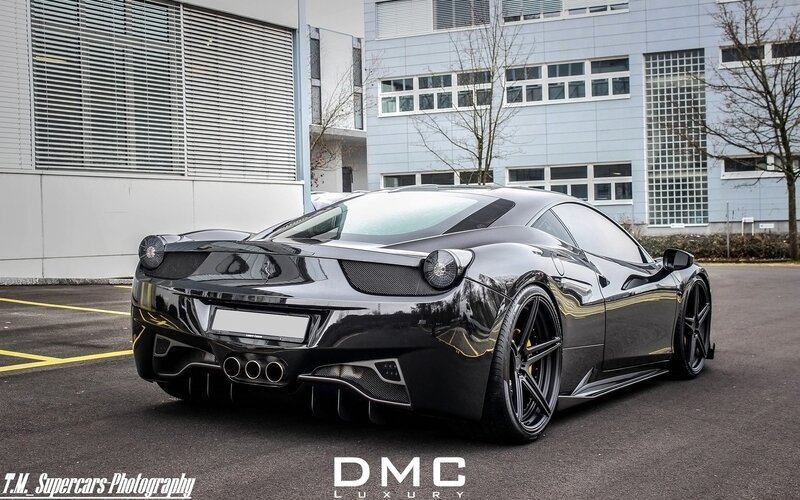 Black Ferrari Sports Car — Dramatic, Winter