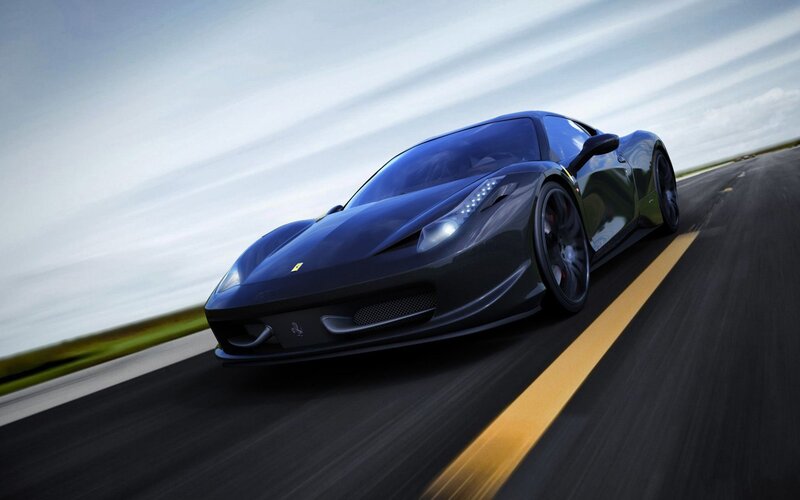 Black Ferrari Sports Car — Dynamic, 3d Render