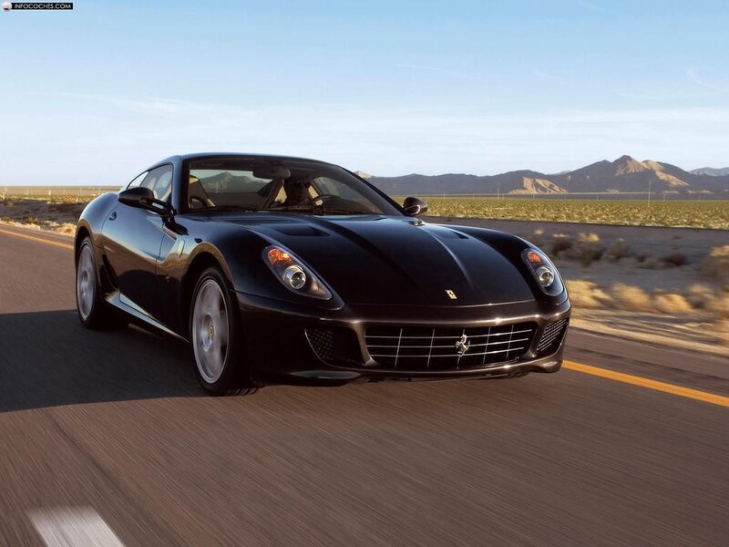 Black Ferrari Sports Car — Dynamic, Afternoon, Photograph, Road, Mountains