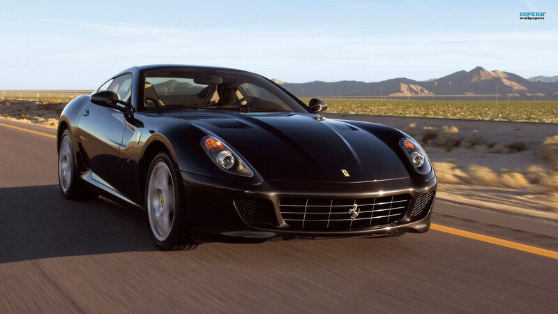Black Ferrari Sports Car — Dynamic, Afternoon