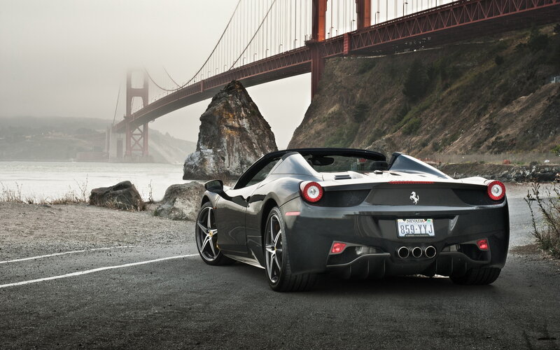 Black Ferrari Sports Car — Gray, Dramatic