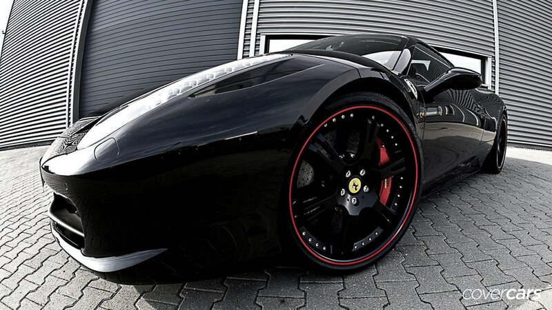 Black Ferrari with custom wheels