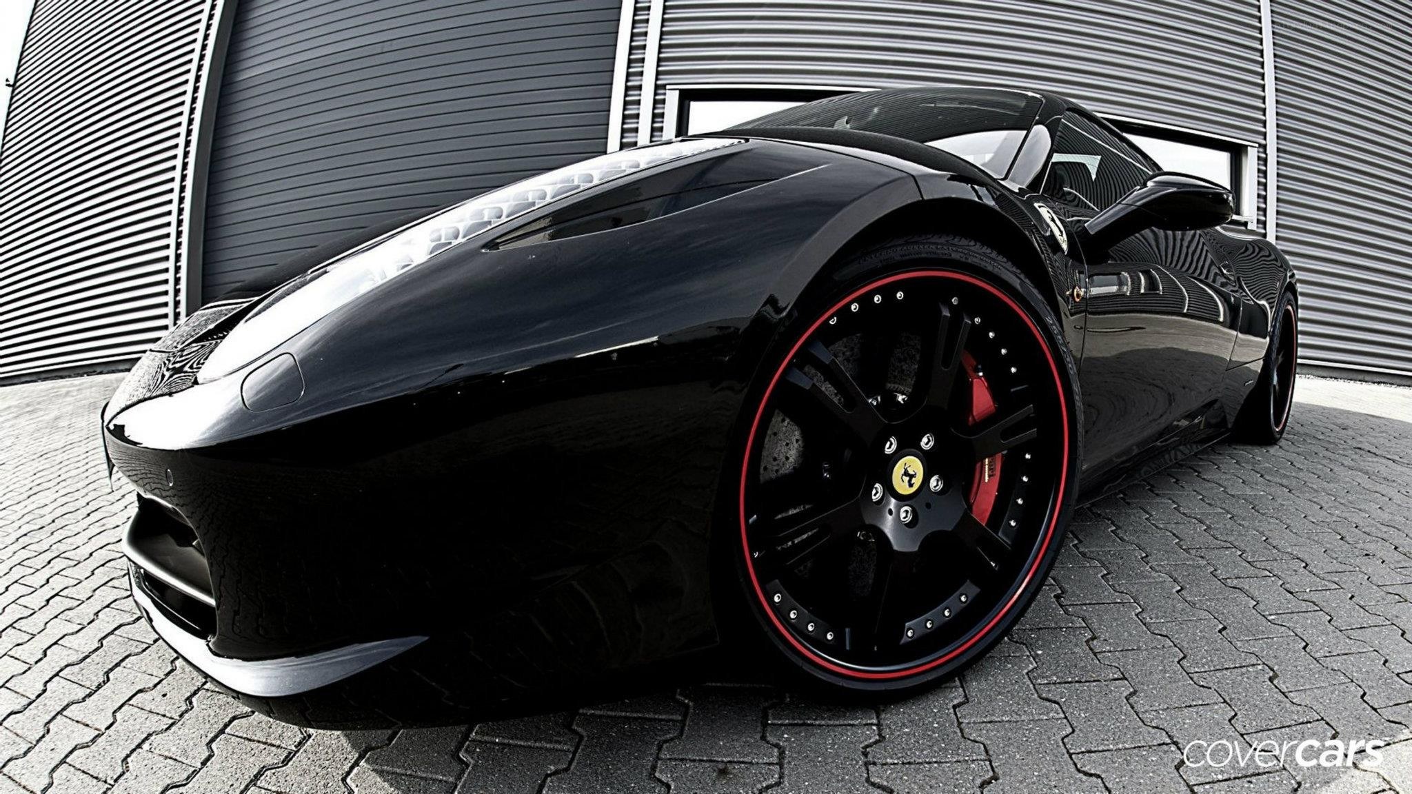 Black Ferrari with custom wheels