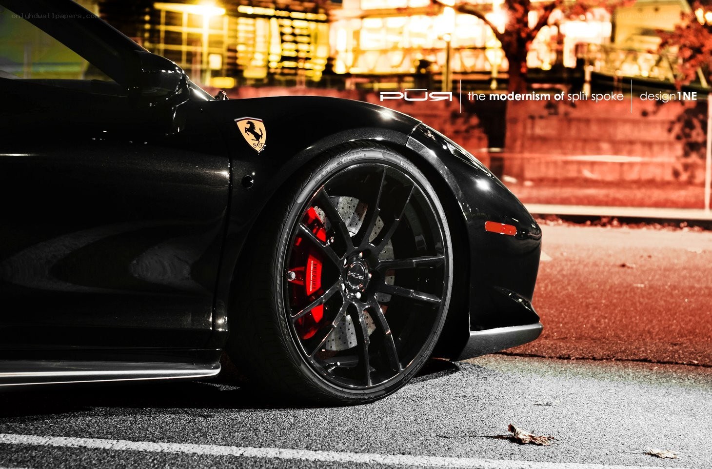 black ferrari with custom wheels