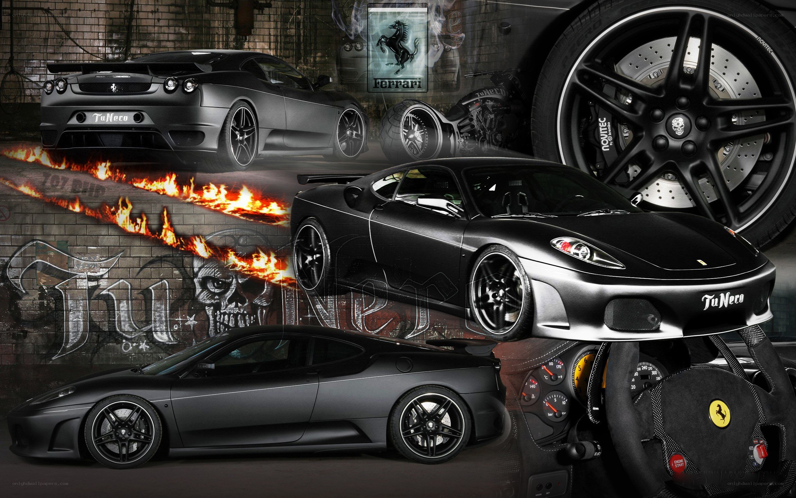 Black Ferrari with custom wheels