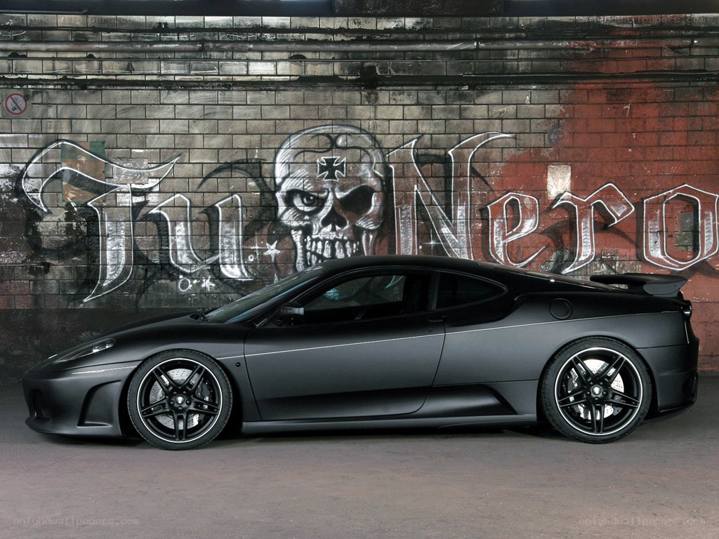 Black Ferrari with graffiti background