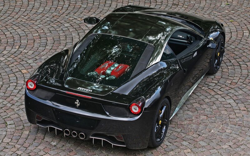 Black Ferrari with red engine