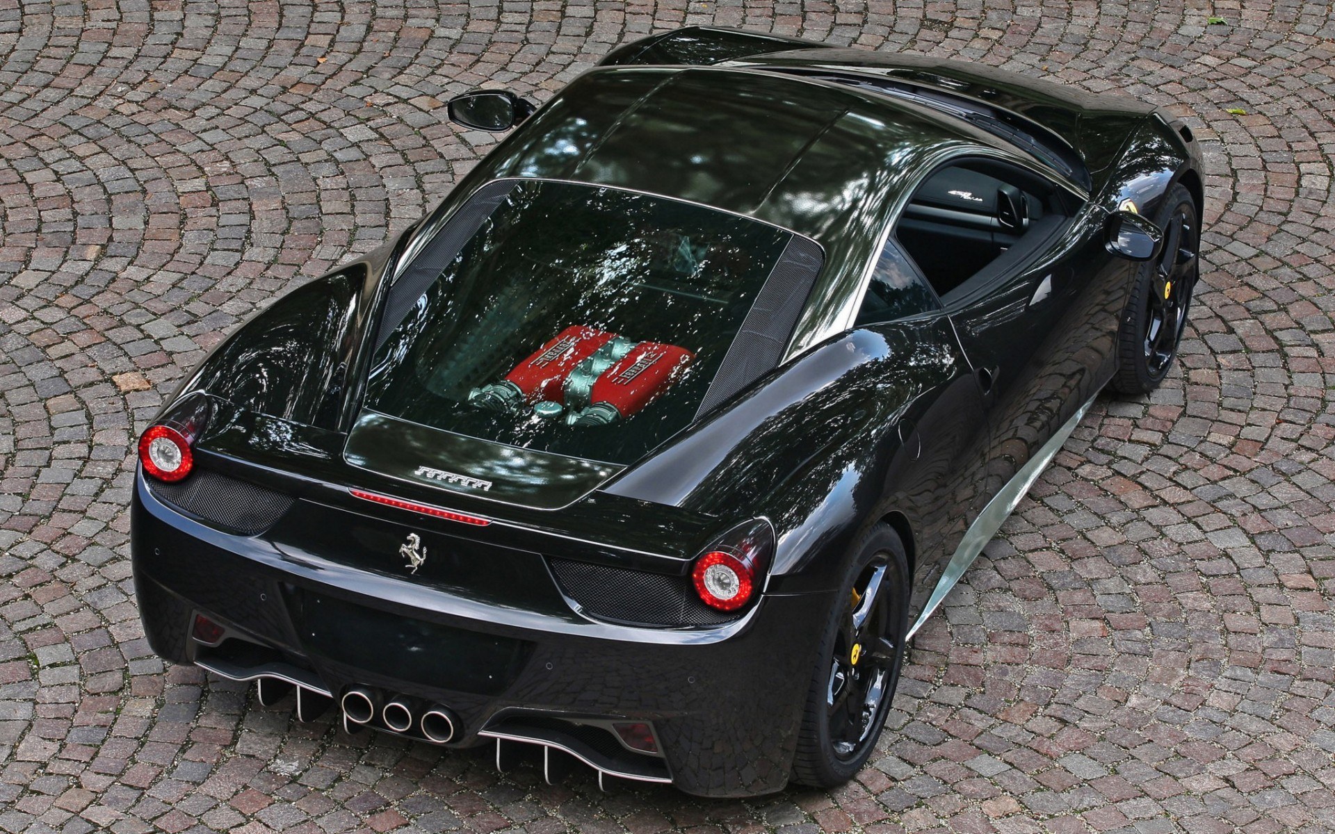 Black Ferrari with red engine