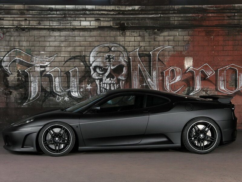 Black Ferrari with skull graffiti