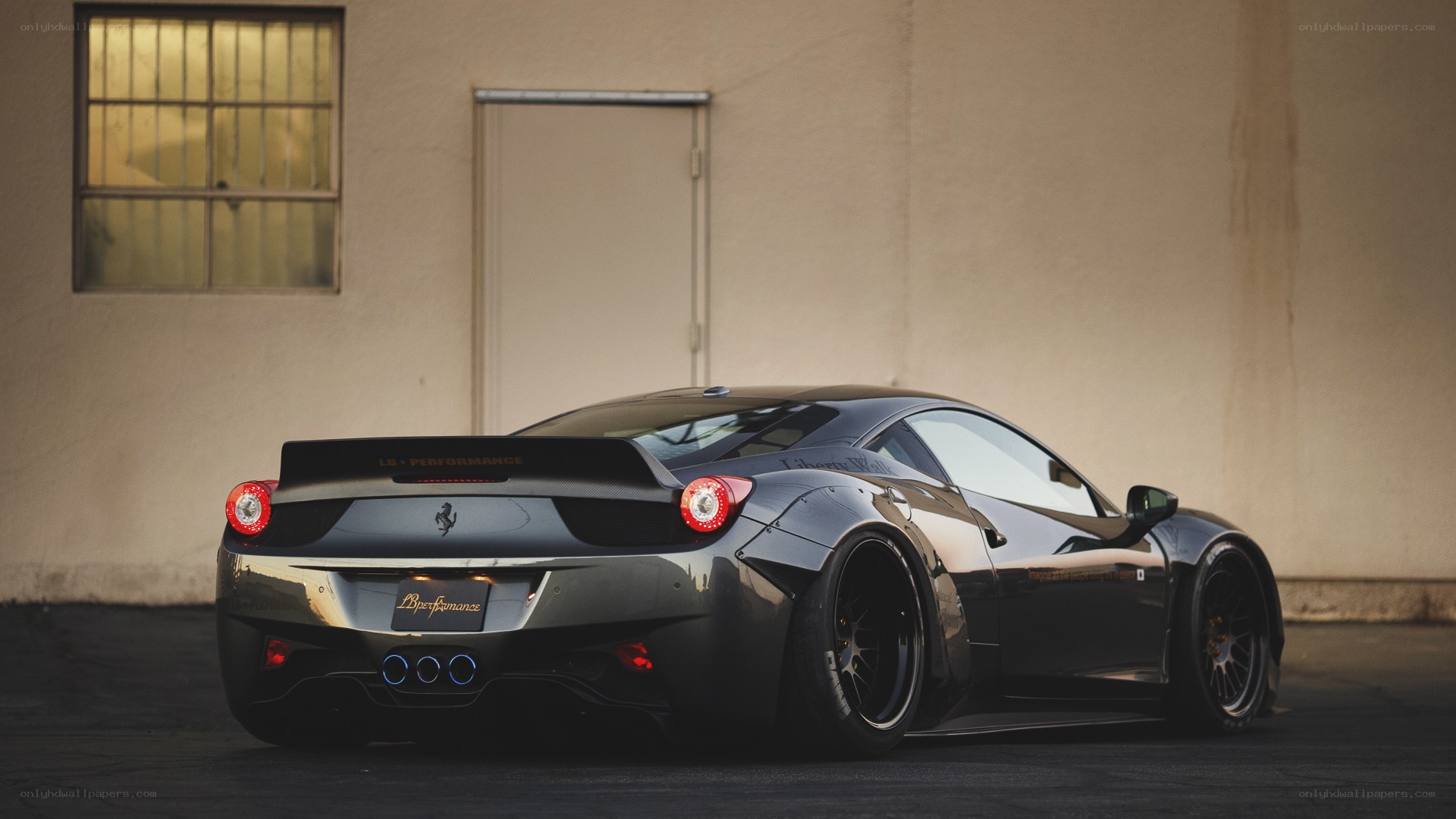 Black Ferrari with widebody kit