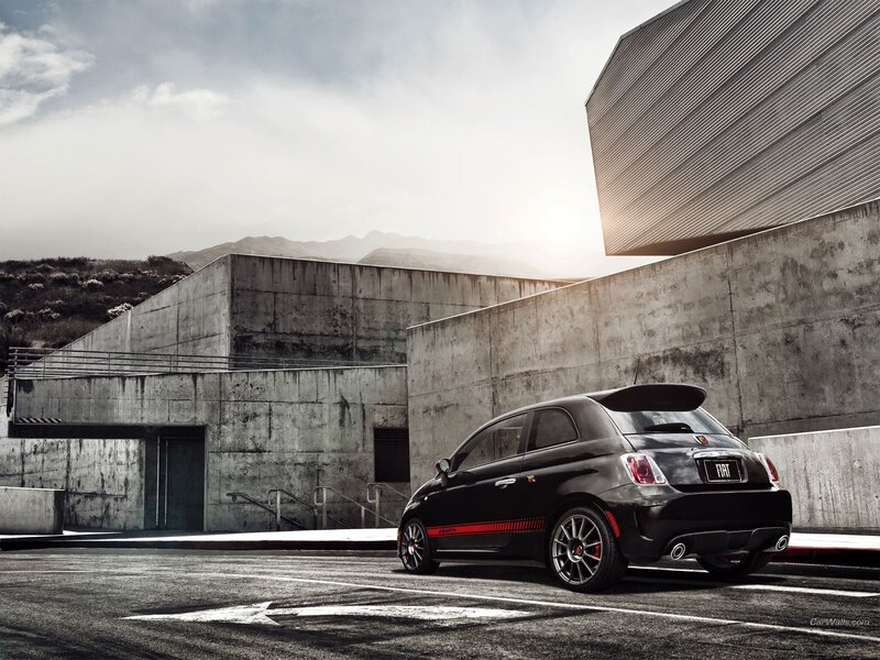 Black Fiat 500 Abarth parked