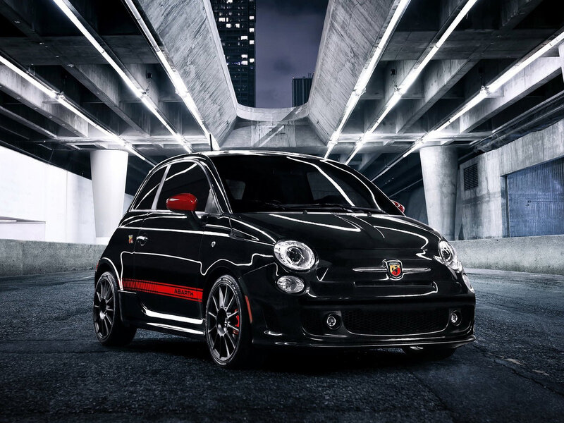 Black Fiat Abarth — Dramatic, Night