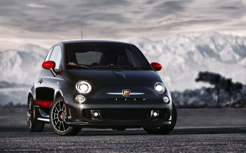 Black Fiat Abarth — Dramatic, Photograph, Mountains