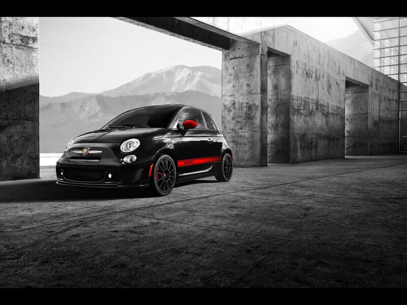 Black Fiat Abarth in concrete structure