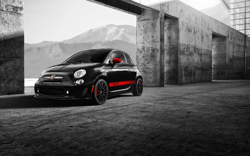 Black Fiat Abarth in concrete structure