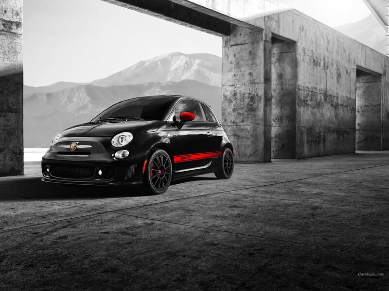 Black Fiat Abarth in concrete structure