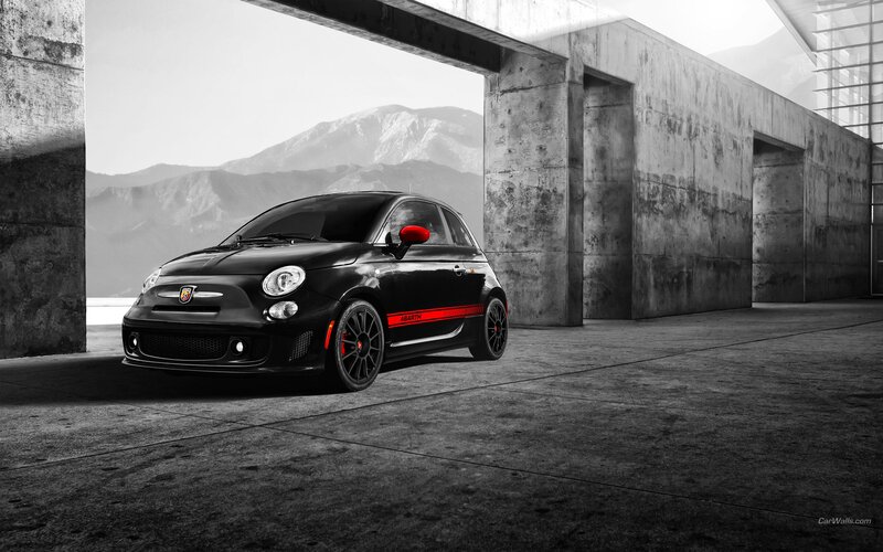 Black Fiat Abarth in concrete structure