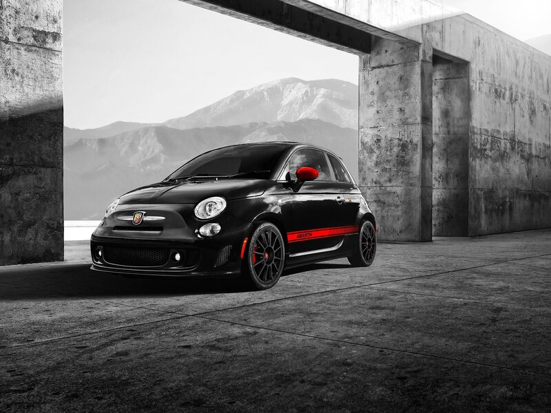 Black Fiat Abarth in concrete structure