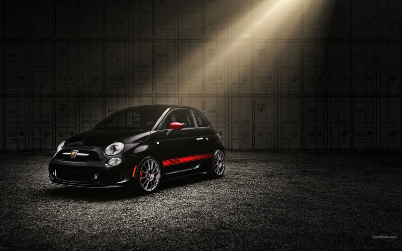 Black Fiat Abarth in spotlight