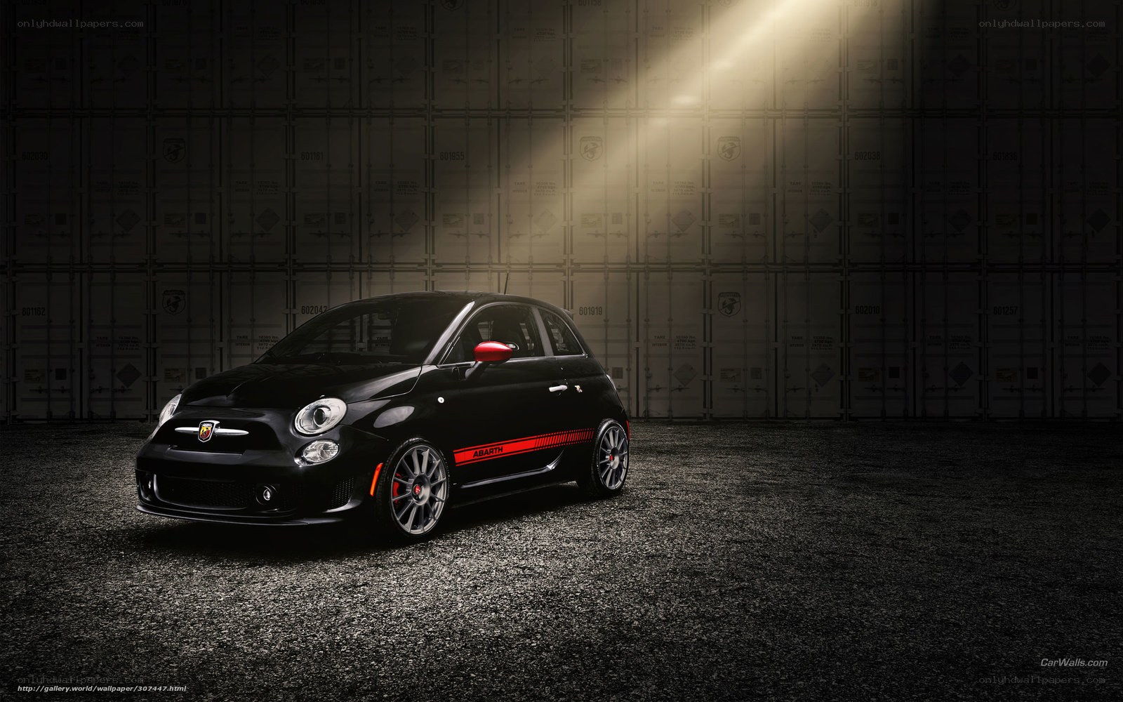 Black Fiat Abarth in spotlight