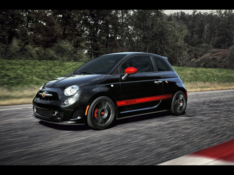 Black Fiat Abarth on a road
