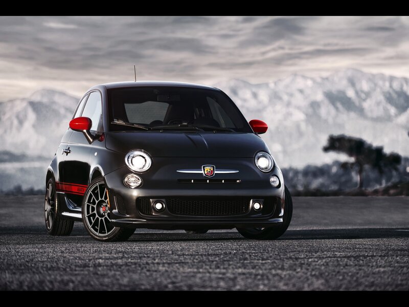Black Fiat Abarth on asphalt