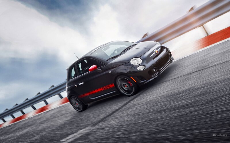Black Fiat Abarth on racetrack