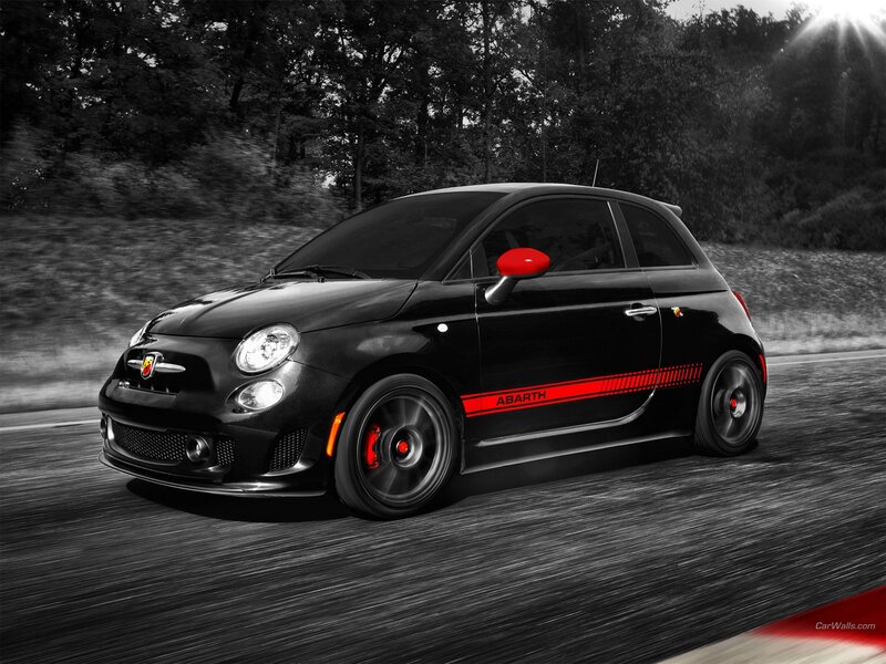 Black Fiat Abarth on road