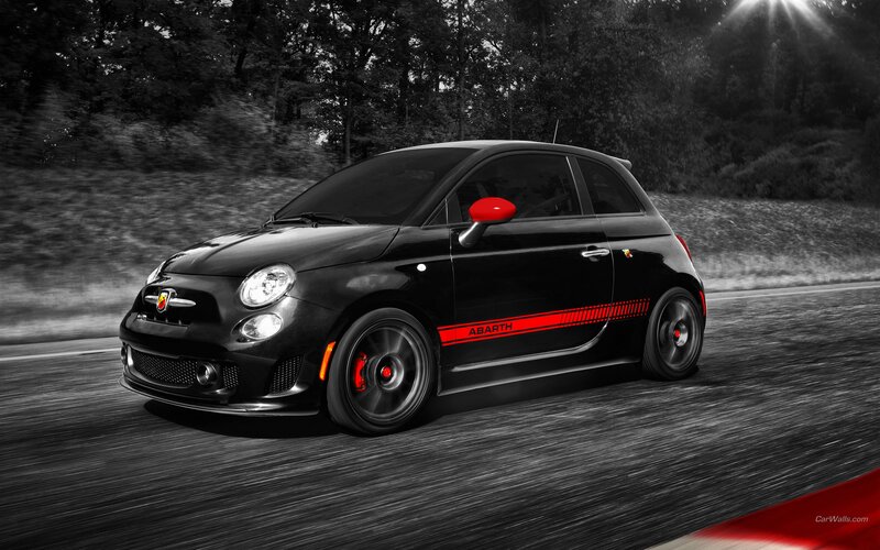 Black Fiat Abarth on road
