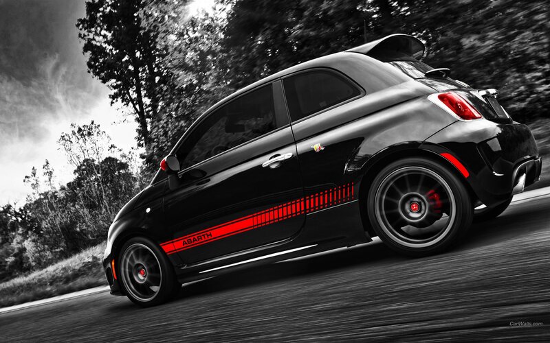 black fiat abarth on road